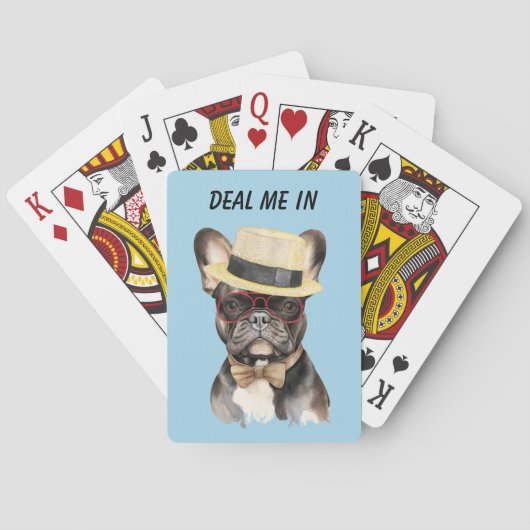 Grappige Franse Bulldog deal me in Pokerkaarten (Achterkant)