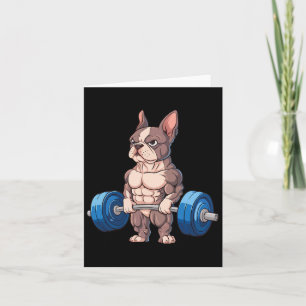 Grappige Franse Bulldog Gewichtheffen Bodybuilding Kaart