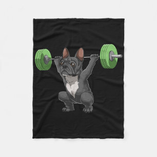 Grappige Franse Bulldog Gewichtheffen En Lichaamss Fleece Deken