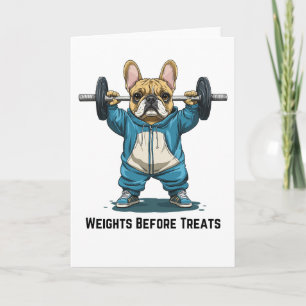 Grappige Franse Bulldog Gewichtsheffen Kaart – Gew