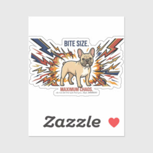 Grappige Franse Bulldog Happie Maakt Maximum Chaos Sticker