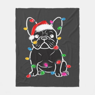 Grappige Franse Bulldog Hond Kerstboom Kerstverlic Fleece Deken