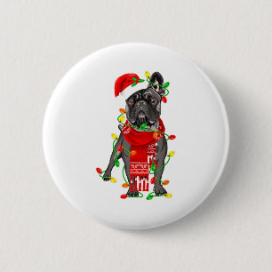 Grappige Franse Bulldog Hond Kerstboom Kerstverlic Ronde Button 5,7 Cm