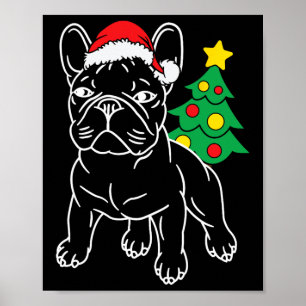 Grappige Franse Bulldog hond Puppy Kerstboom Xmas Poster
