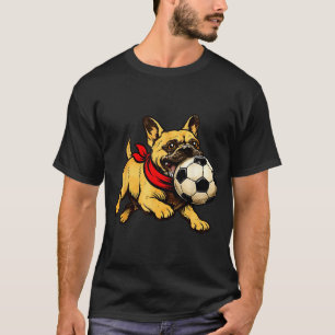 Grappige Franse Bulldog Hond Speelt Voetbal Spelda T-shirt