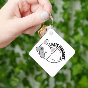 Grappige Franse Bulldog Ik Haat Maandagen Sleutelhanger
