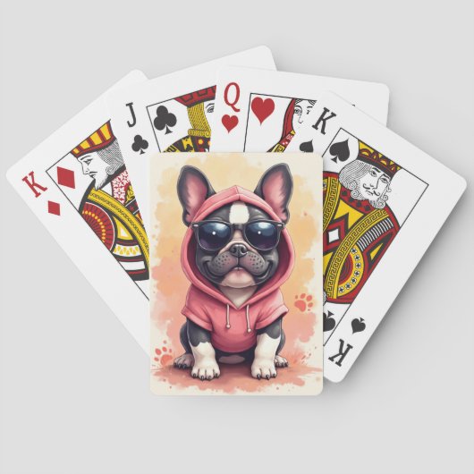 Grappige Franse Bulldog Kawaii Hond Pokerkaarten (Achterkant)