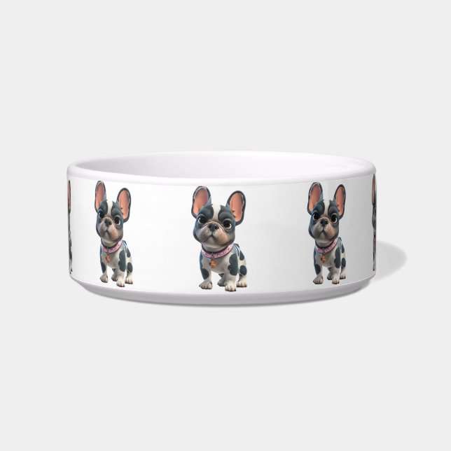 Grappige Franse Bulldog Keramische Honden Kom (Voorkant)