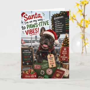 Grappige Franse Bulldog Kerst Reis Paws-itive Kaart
