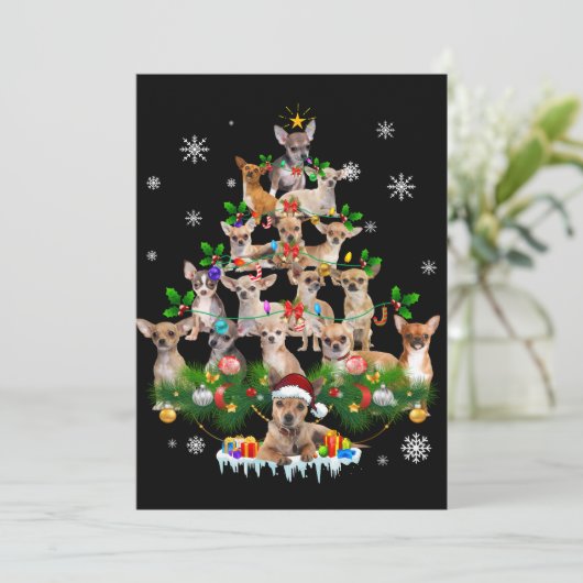 Grappige Franse Bulldog Kerstboom Kaart (Staand voorkant)