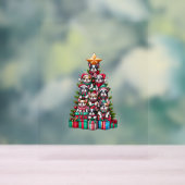 Grappige Franse Bulldog Kerstboom Santa Hat Sneeuw Acryl Bord (Neutraal)