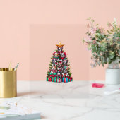 Grappige Franse Bulldog Kerstboom Santa Hat Sneeuw Acryl Bord (Huwelijk)