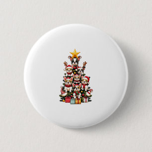 Grappige Franse Bulldog Kerstboom Santa Hat Sneeuw Ronde Button 5,7 Cm