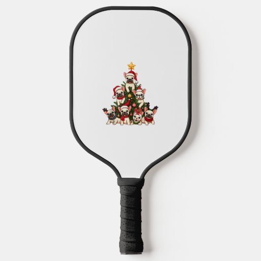 Grappige Franse Bulldog Kerstboom Sneeuwvlokken Sa Pickleball Paddle (Voorkant)