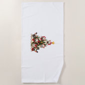 Grappige Franse Bulldog Kerstboom Sneeuwvlokken Sa Strandlaken (Voorkant)