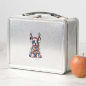 Grappige Franse Bulldog Kerstlicht Santa Hat Rei (In situ)