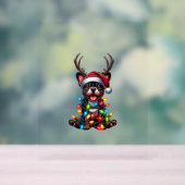 Grappige Franse Bulldog Kerstlicht Santa Hat Rei Acryl Bord (Neutraal)