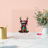 Grappige Franse Bulldog Kerstlicht Santa Hat Rei Acryl Bord (Huwelijk)