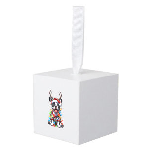 Grappige Franse Bulldog Kerstlicht Santa Hat Rei Decoratie