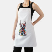 Grappige Franse Bulldog Kerstlicht Santa Hat Rei Schort (Insitu)