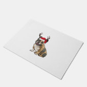 Grappige Franse Bulldog Kerstman Hoed Rendier Deurmat (Schuin)