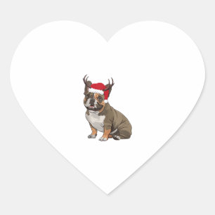Grappige Franse Bulldog Kerstman Hoed Rendier Hart Sticker
