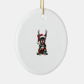 Grappige Franse Bulldog Kerstmis Santa Hat Light R Keramisch Ornament (Rechts)