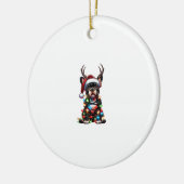 Grappige Franse Bulldog Kerstmis Santa Hat Light R Keramisch Ornament (Links)