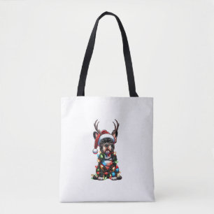 Grappige Franse Bulldog Kerstmis Santa Hat Light R Tote Bag