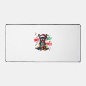 Grappige Franse Bulldog Kerstmis Santa Hat Lights  Bureaumat (Voorkant)