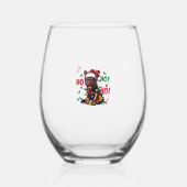 Grappige Franse Bulldog Kerstmis Santa Hat Lights  Wijnglas Zonder Voet (Voorkant)