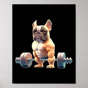 Grappige Franse Bulldog Krachttraining Gym Franse  Poster