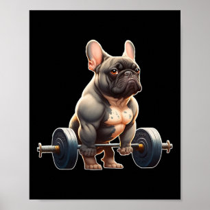 Grappige Franse Bulldog Krachttraining Gym Franse Poster