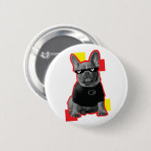 Grappige Franse Bulldog Met Pixel Zonnescherm Knop Ronde Button 5,7 Cm (Voorkant /achterkant)