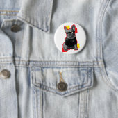 Grappige Franse Bulldog Met Pixel Zonnescherm Knop Ronde Button 5,7 Cm (In situ)