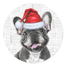 Grappige Franse Bulldog met Woof Art Kerstmis