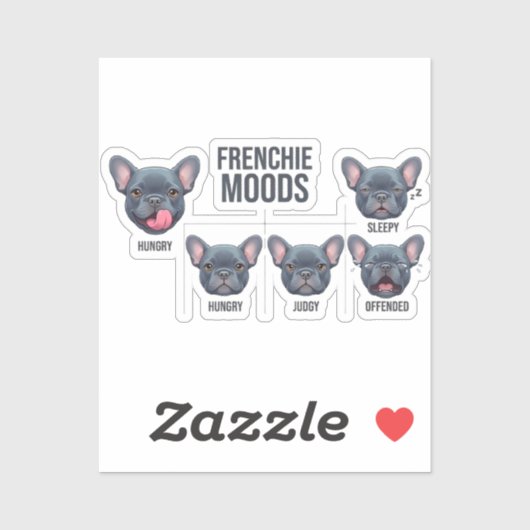 Grappige Franse Bulldog Ontwerp met Franse Stemmin Sticker (Vel)