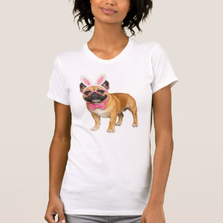 Grappige Franse Bulldog Paashaas Oorbellen Roze Br T-shirt