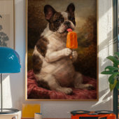 Grappige Franse Bulldog Popsicle Muurkunst Print