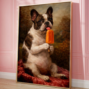 Grappige Franse Bulldog Popsicle Muurkunst Print