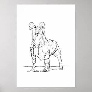 Grappige Franse Bulldog–Poster met inkttekening Poster