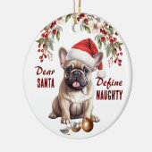 Grappige Franse Bulldog Pup Definieer stoute kerst Keramisch Ornament (Links)
