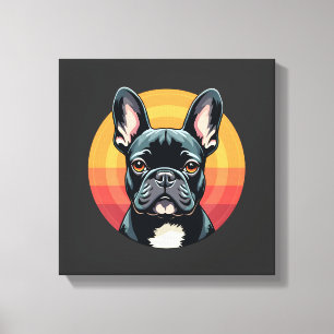Grappige Franse Bulldog Retro Outfits Kleren Cute Canvas Afdruk