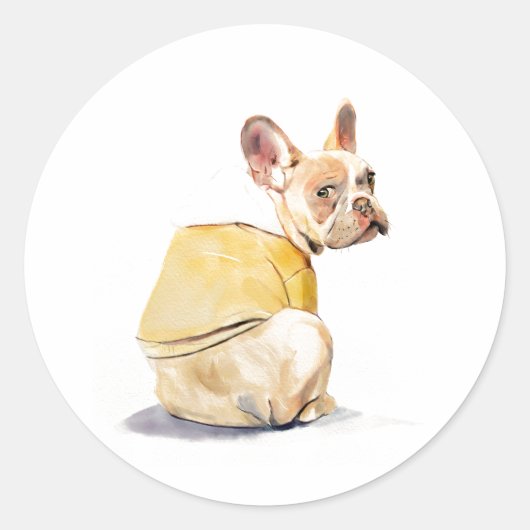 Grappige Franse Bulldog Ronde Sticker (Voorkant)