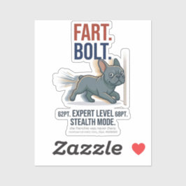 Grappige Franse Bulldog Scheet Bolt Hond Humor Cad Sticker