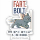 Grappige Franse Bulldog Scheet Bolt Hond Humor Cad Sticker (Voorkant)