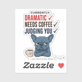 Grappige Franse Bulldog Sticker, Dramatische Frans Sticker