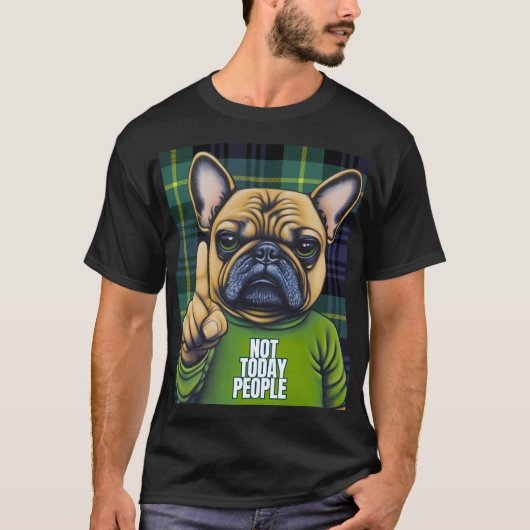 Grappige Franse Bulldog Stijlvol Plaid voor Honden T-shirt (Voorkant)