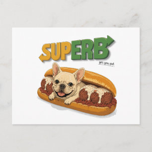 Grappige Franse Bulldog SUPER Cute gehaktbalbroodj Briefkaart