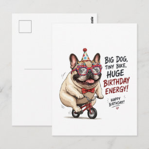 Grappige Franse Bulldog Verjaardag Fiets Feestje Briefkaart
